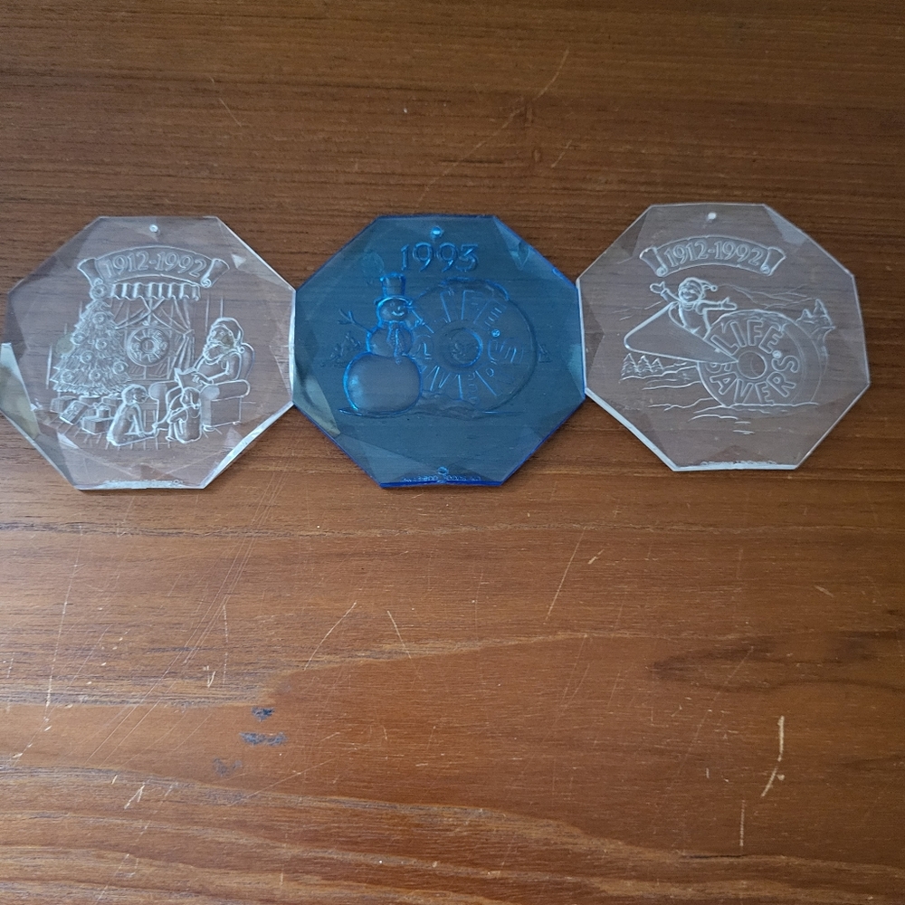 Vintage 90s Lifesavers Christmas Acrylic Ornaments Set of 3